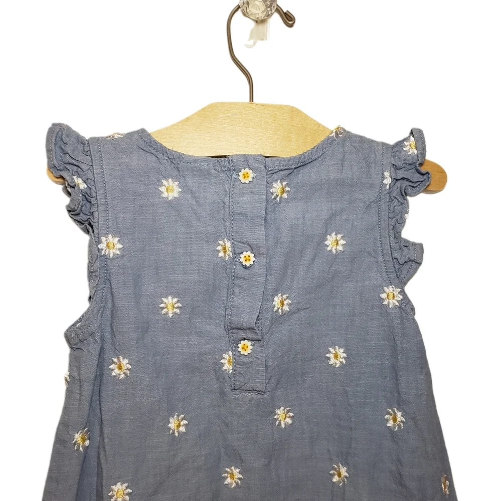 Gymboree Size 5 Girls Embroidered Daisy Chambray Shift Dress